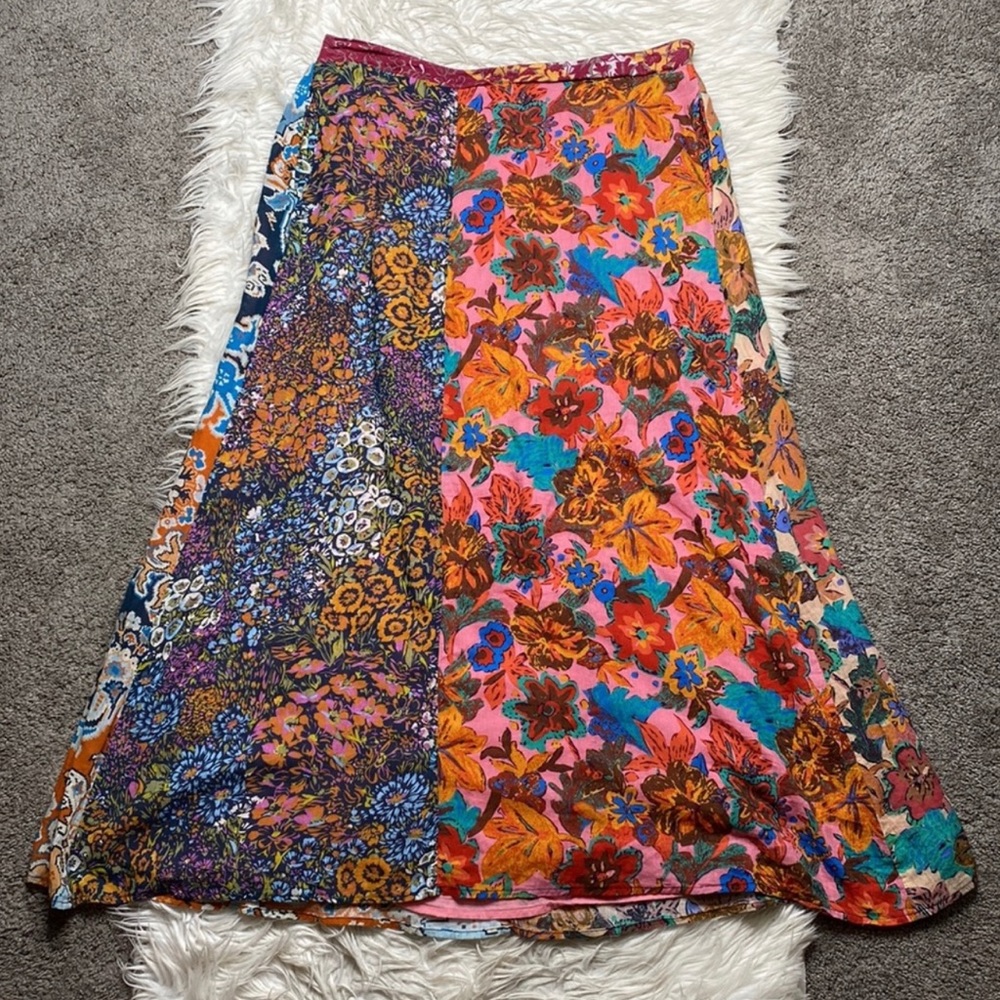 Love the Label mixed print floral midi skirt
